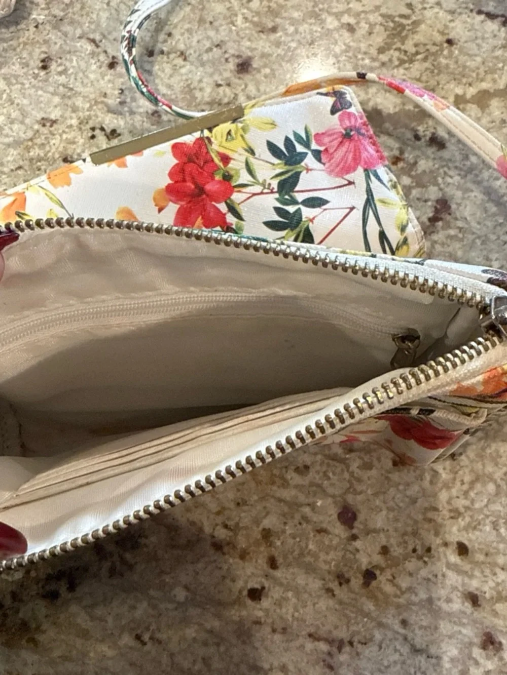 Floral White Crossbody Bag and Wallet Set